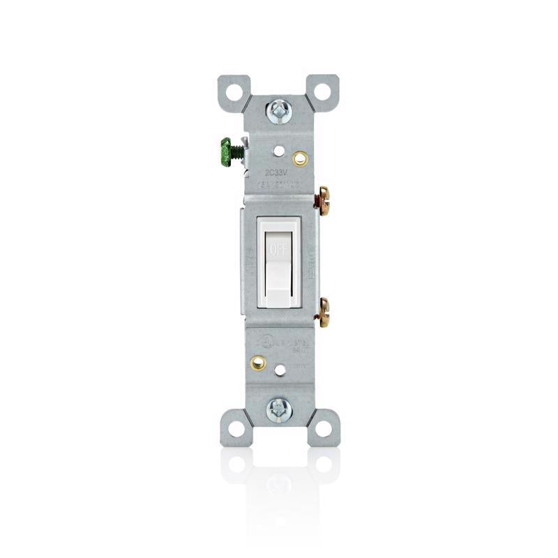 Leviton 15 amps Single Pole Toggle AC Quiet Switch White 1 pk - Case of 10