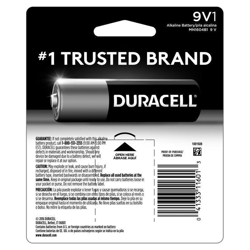 Duracell Coppertop 9-Volt Alkaline Batteries 1 pk Carded