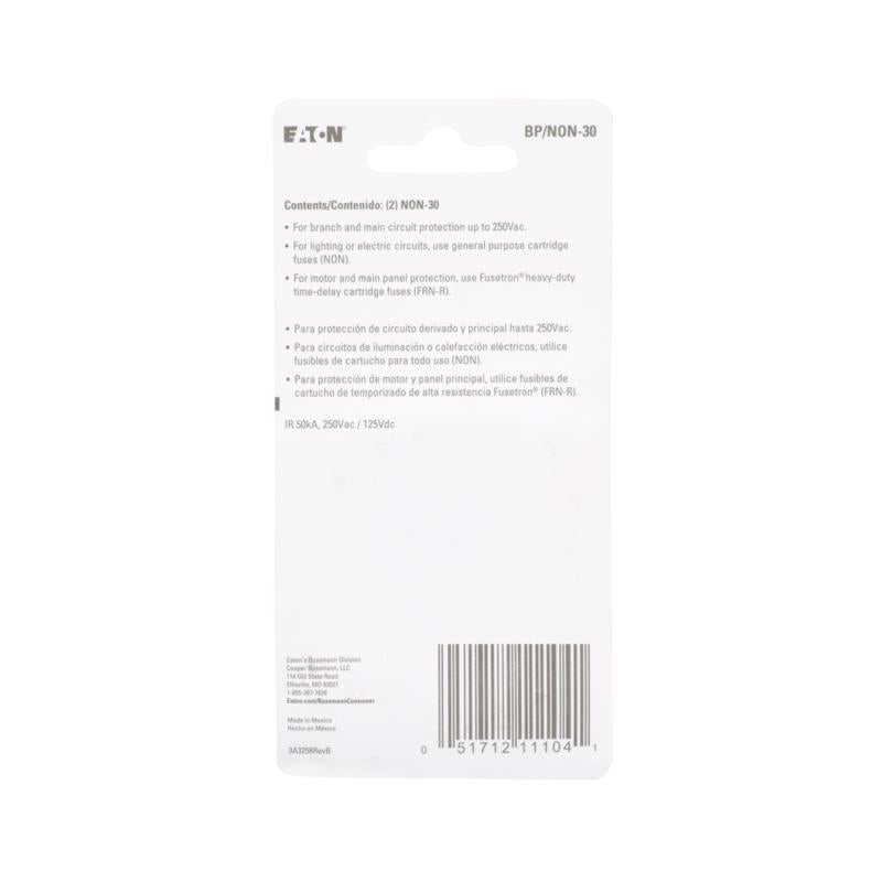 Bussmann 30 amps One Time Fuse 2 pk - Case of 5