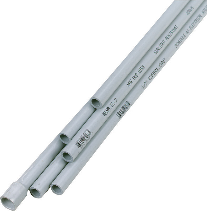 Cantex 1/2 in. D X 10 ft. L PVC 40 schedule Electrical Conduit For Rigid
