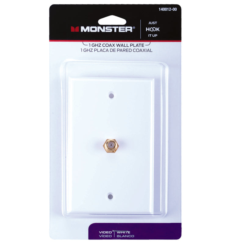 Monster Just Hook It Up White 1 gang Plastic Coaxial Wall Plate 1 pk - Case of 6