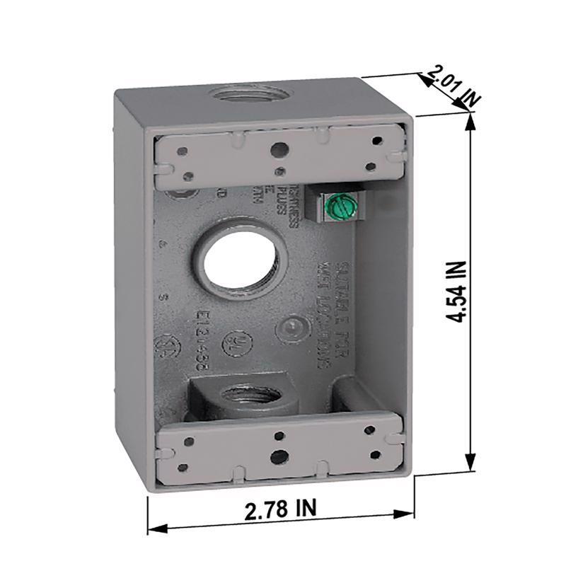 Sigma Engineered Solutions New Work 18.3 cu in Rectangle Die-Cast Metal Weatherproof Box Gray