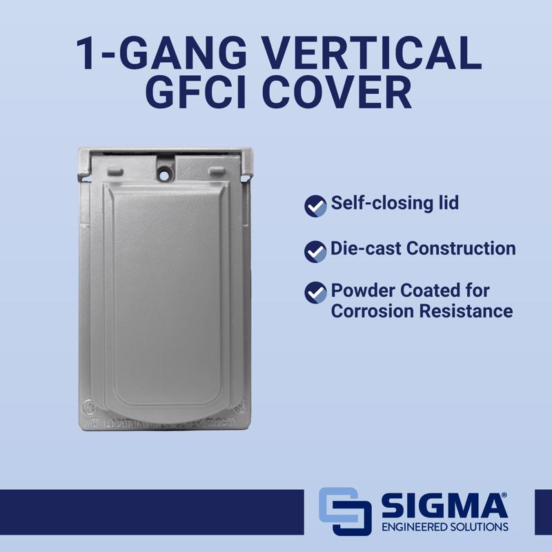 Sigma Engineered Solutions Rectangle Die-Cast Metal 1 gang 4.57 in. H X 2.83 in. W Vertical GFCI Cov