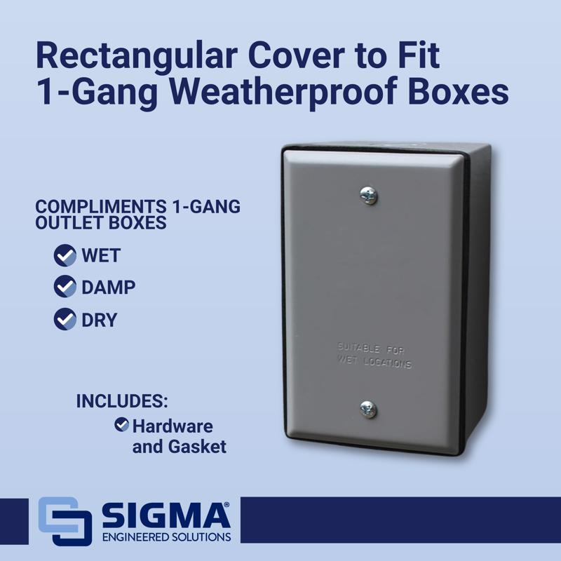Sigma Engineered Solutions Rectangle Stamped Steel 1 gang 4.52 in. H X 2.77 in. W Flat Box Cover