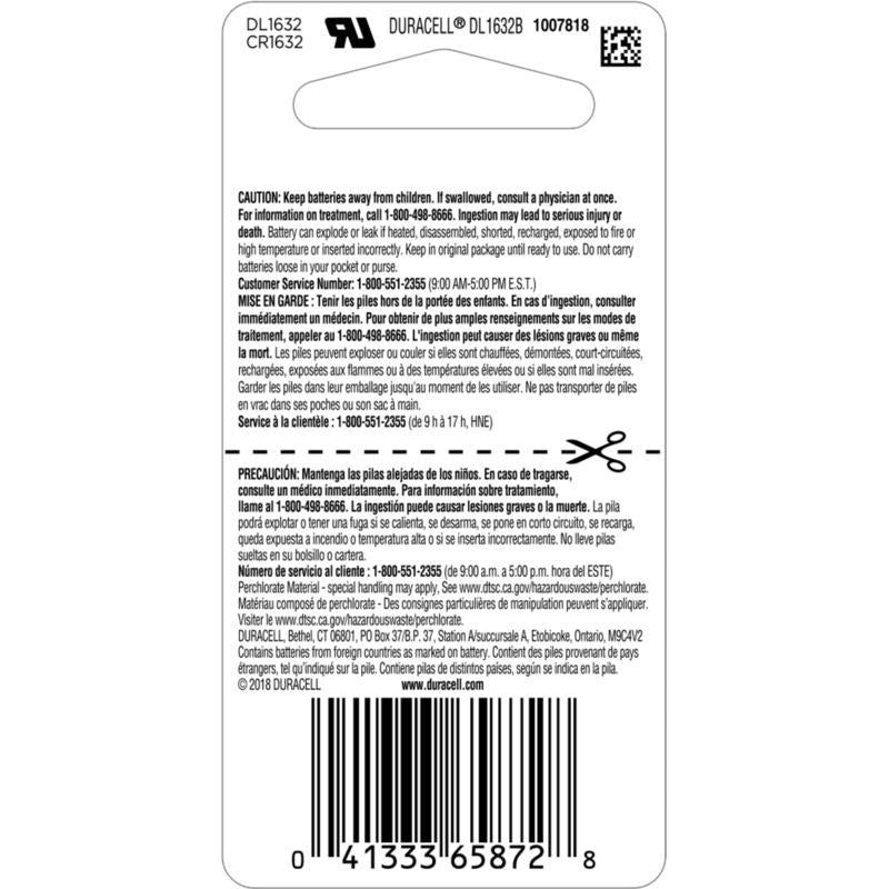 Duracell Lithium Coin 1632 3 V 137 mAh Medical Battery 1 pk - Case of 6