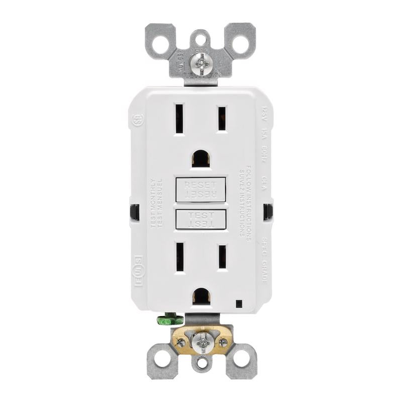 Leviton SmartlockPro 15 amps 125 V Duplex White GFCI Outlet 5-15R 1 pk