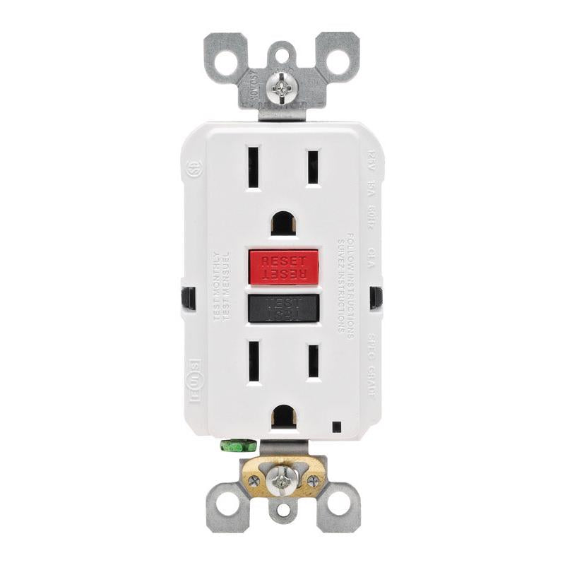 Leviton SmartlockPro 15 amps 125 V Duplex White GFCI Outlet 5-15R 1 pk