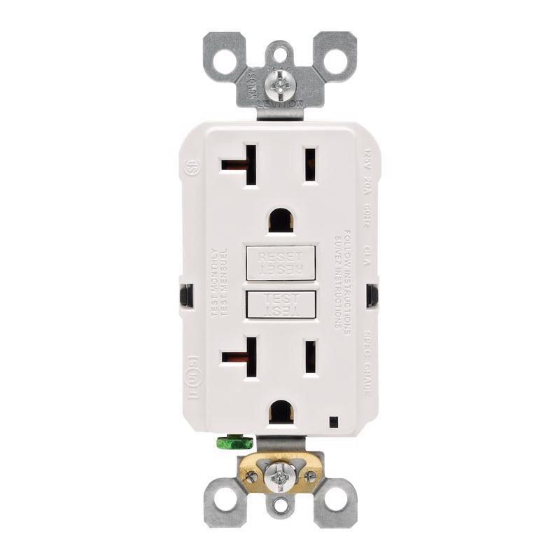 Leviton SmartlockPro 20 amps 125 V Duplex White GFCI Outlet 5-20R 1 pk