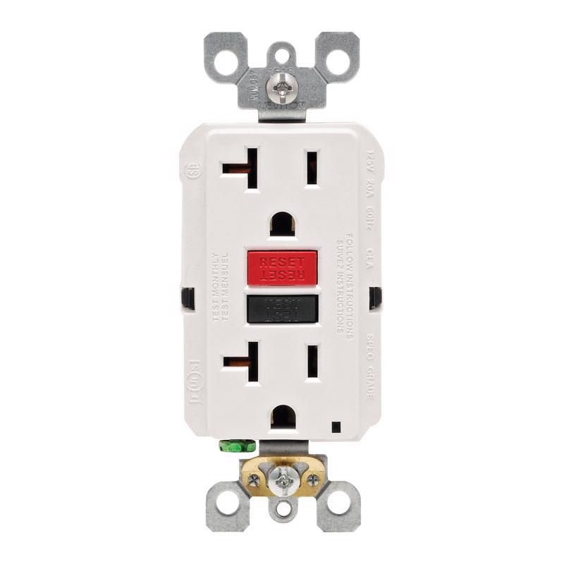 Leviton SmartlockPro 20 amps 125 V Duplex White GFCI Outlet 5-20R 1 pk