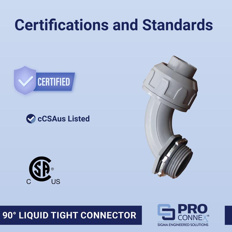 Sigma Engineered Solutions ProConnex 3/4 in. D Plastic 90 Degree Connector For Liquid Tight 1 pk