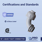 Sigma Engineered Solutions ProConnex 1/2 in. D Plastic 90 Degree Connector For Liquid Tight 1 pk