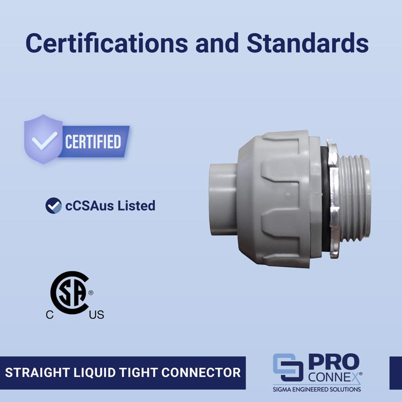 Sigma Engineered Solutions ProConnex 1/2 in. D Plastic Straight Connector For Liquid Tight 1 pk