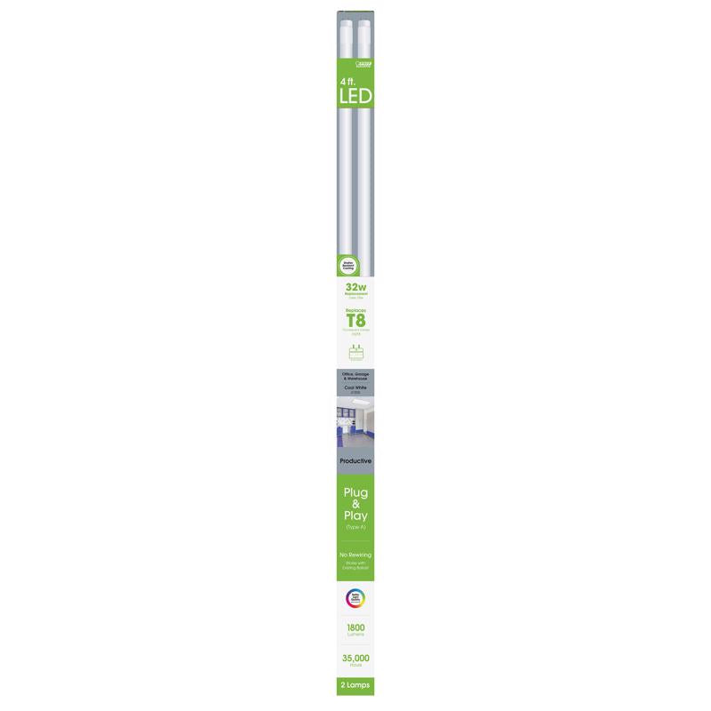 Feit Plug & Play T8 Cool White 47.5 in. Bi-Pin T8 LED Bulb 32 Watt Equivalence 2 pk - Case of 5