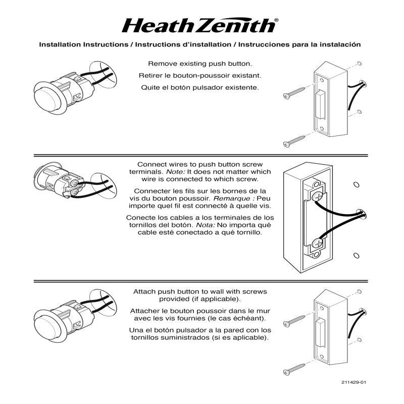 Heath Zenith Black Plastic Wired Pushbutton Doorbell