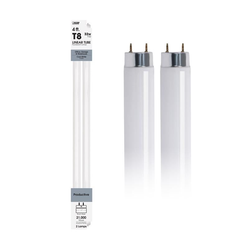 Feit Legacy Bulb 32 W T8 1 in. D X 47.6 in. L Fluorescent Bulb Cool White Linear 4100 K 2 pk - Case of 15