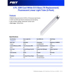 Feit Legacy Bulb 32 W T8 1 in. D X 47.6 in. L Fluorescent Bulb Cool White Linear 4100 K 2 pk - Case of 15