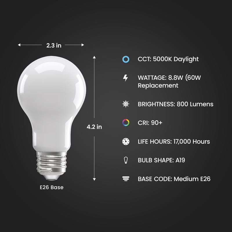 Feit Enhance A19 E26 (Medium) LED Bulb Daylight 60 Watt Equivalence 4 pk