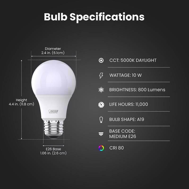 Feit A19 E26 (Medium) LED Bulb Daylight 60 Watt Equivalence 10 pk - Case of 4