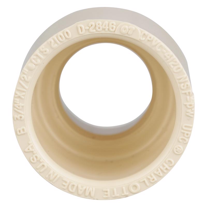 Charlotte Pipe FlowGuard SDR 11 3/4 in. Socket X 1/2 in. D Socket CPVC Reducing Coupling 1 pk - Case of 25