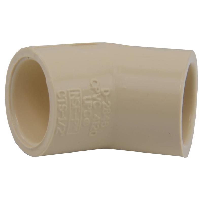 Charlotte Pipe 1/2 in. Socket X 1/2 in. D Socket CPVC 45 Degree Elbow 1 pk - Case of 25