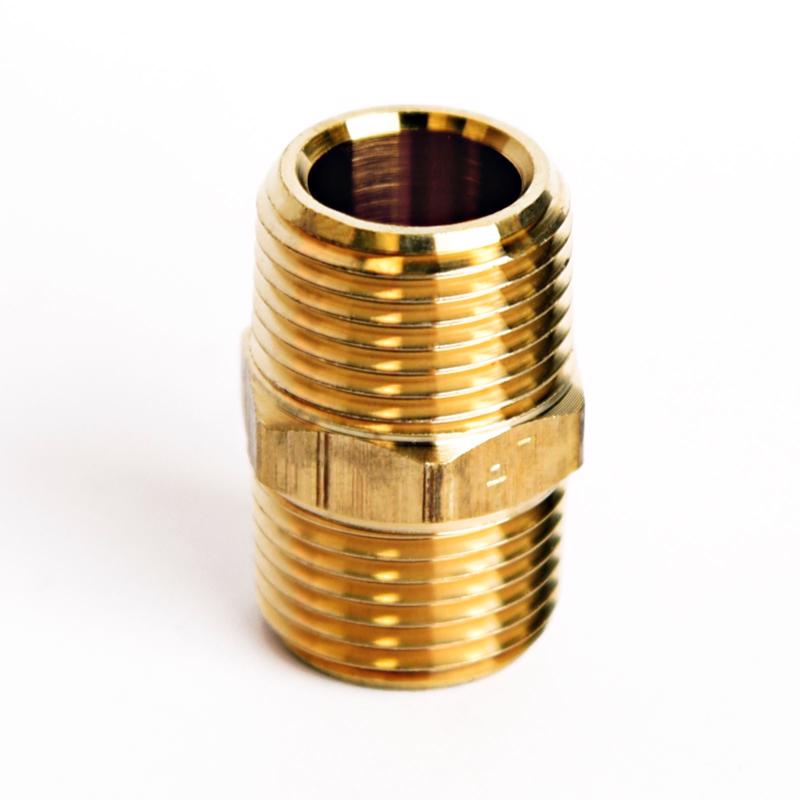 ATC 3/8 in. MPT X 3/8 in. D MPT Yellow Brass Hex Nipple - Case of 5