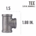 STZ Industries 3/8 in. FIP each X 3/8 in. D FIP 3/8 in. D FIP Black Malleable Iron Tee