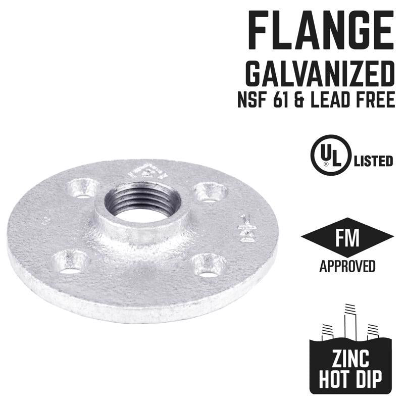 STZ Industries 1/2 in. FIP each Galvanized Malleable Iron Floor Flange - Case of 5
