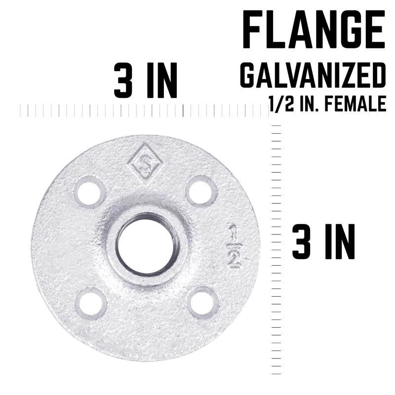 STZ Industries 1/2 in. FIP each Galvanized Malleable Iron Floor Flange - Case of 5