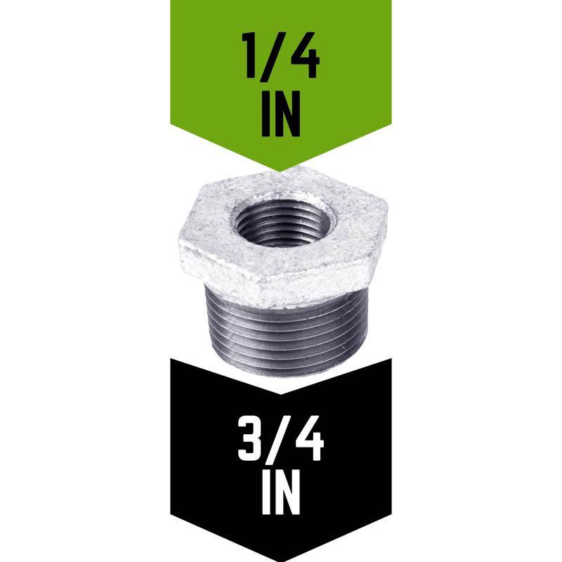 STZ Industries 3/4 in. MIP each X 1/4 in. D FIP Galvanized Malleable Iron Hex Bushing - Case of 5