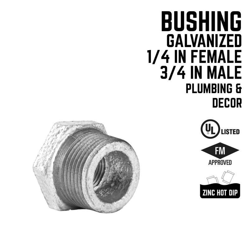STZ Industries 3/4 in. MIP each X 1/4 in. D FIP Galvanized Malleable Iron Hex Bushing - Case of 5