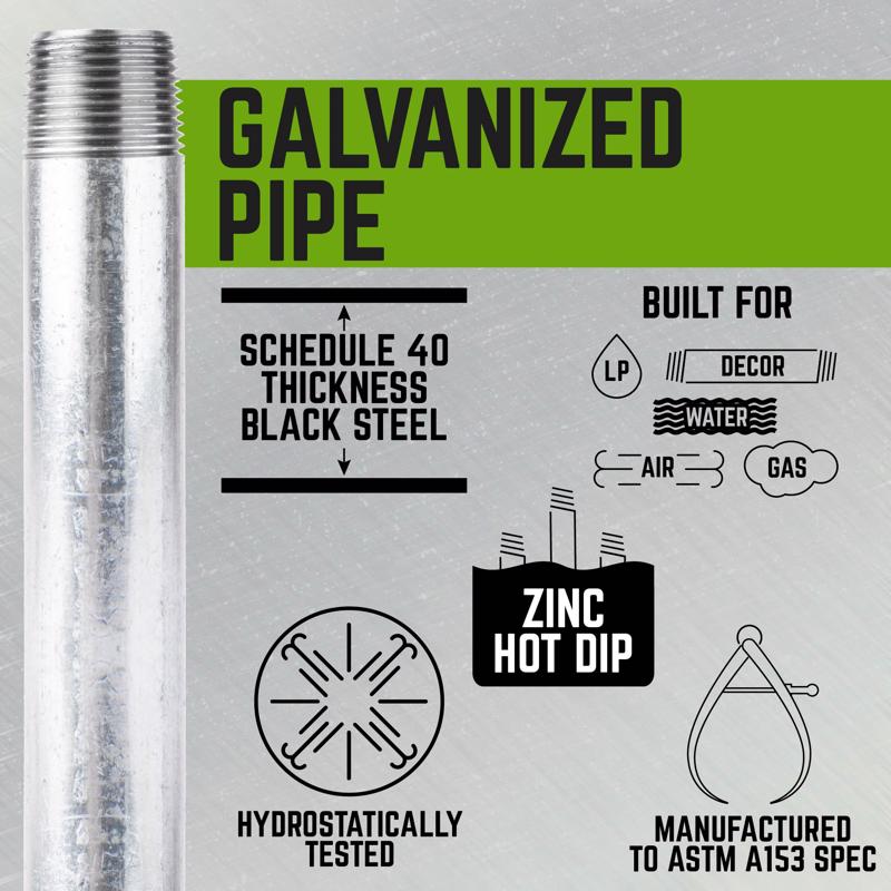 STZ Industries 1/2 in. MIP each X 1/2 in. D MIP Galvanized Steel Close Nipple