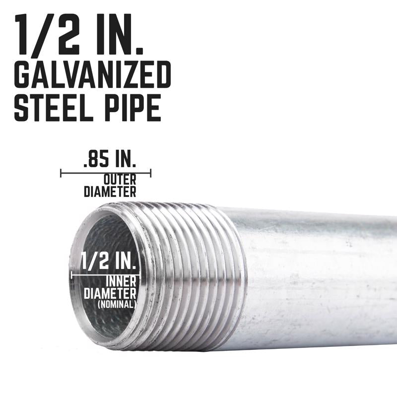 STZ Industries 1/2 in. MIP each X 1/2 in. D MIP Galvanized Steel Close Nipple