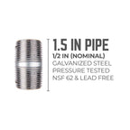 STZ Industries 1/2 in. MIP each X 1/2 in. D MIP Galvanized Steel 1-1/2 in. L Nipple - Case of 5