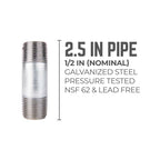 STZ Industries 1/2 in. MIP each X 1/2 in. D MIP Galvanized Steel 2-1/2 in. L Nipple - Case of 5