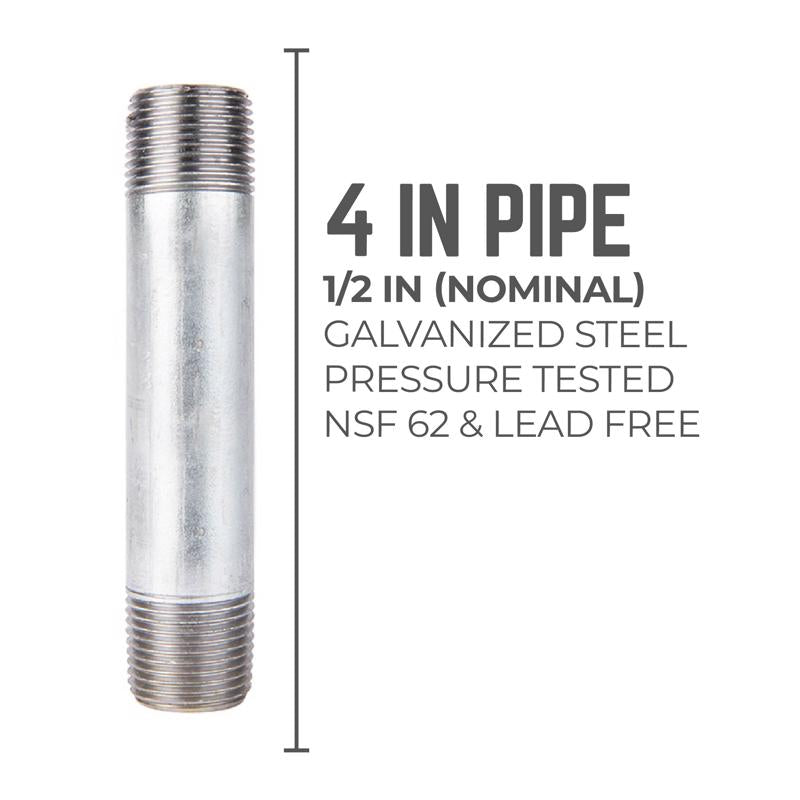 STZ Industries 1/2 in. MIP each X 1/2 in. D MIP Galvanized Steel 4 in. L Nipple - Case of 5