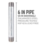 STZ Industries 1/2 in. MIP each X 1/2 in. D MIP Galvanized Steel 6 in. L Nipple - Case of 5