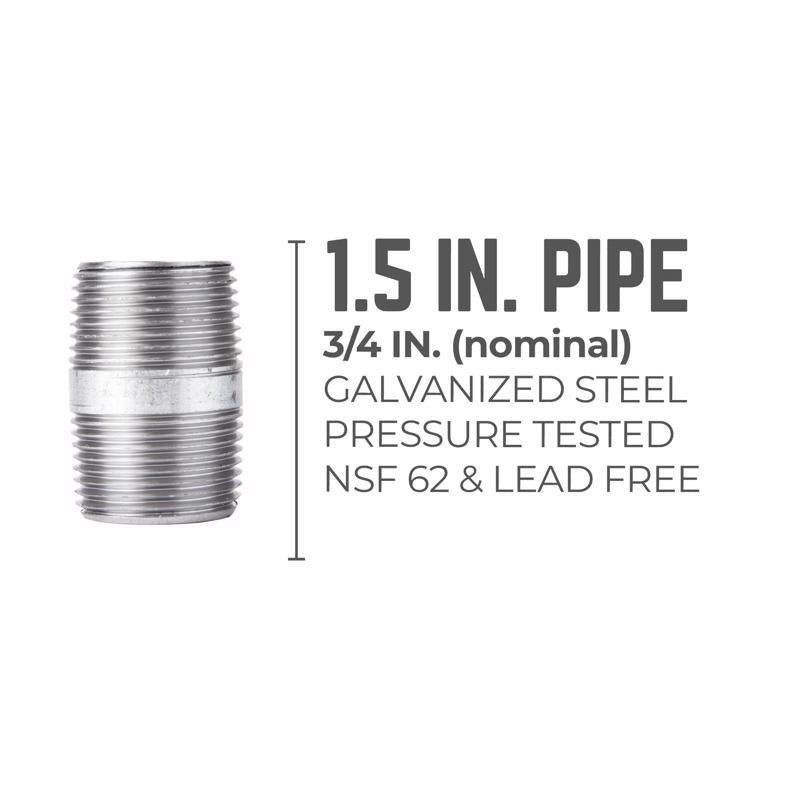 STZ Industries 3/4 in. MIP each X 3/4 in. D MIP Galvanized Steel 1-1/2 in. L Nipple - Case of 5