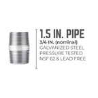 STZ Industries 3/4 in. MIP each X 3/4 in. D MIP Galvanized Steel 1-1/2 in. L Nipple - Case of 5