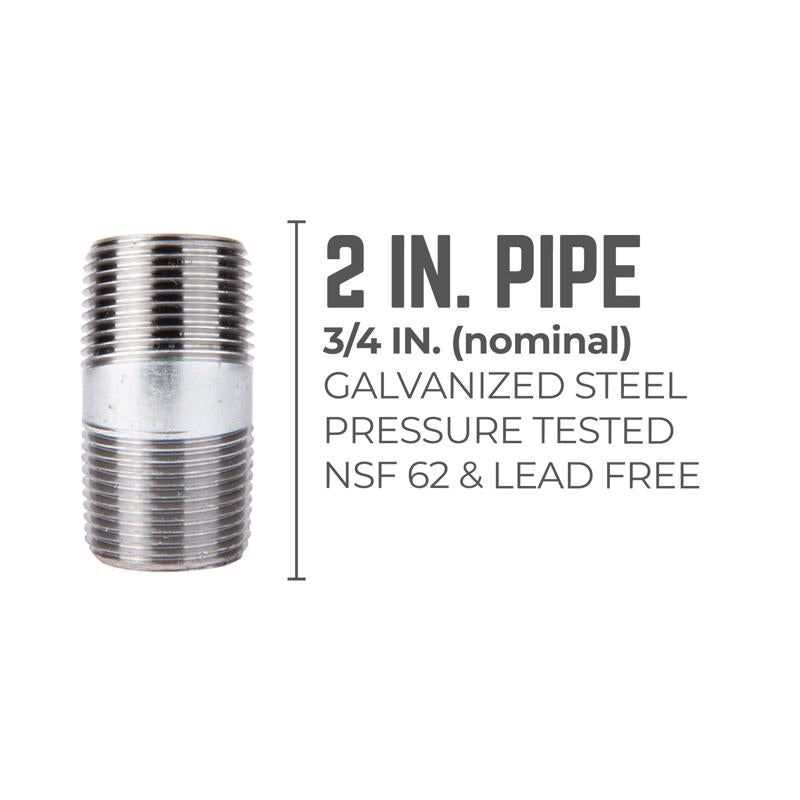 STZ Industries 3/4 in. MIP each X 3/4 in. D MIP Galvanized Steel 2 in. L Nipple - Case of 5