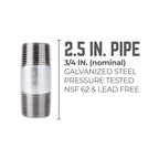 STZ Industries 3/4 in. MIP each X 3/4 in. D MIP Galvanized Steel 2-1/2 in. L Nipple - Case of 5