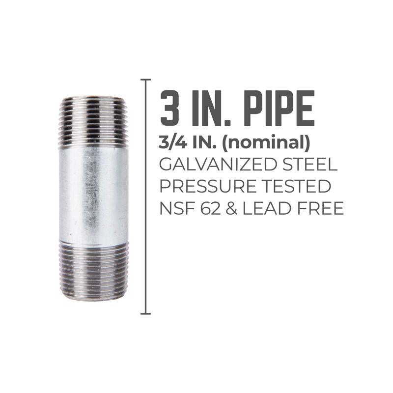 STZ Industries 3/4 in. MIP each X 3/4 in. D MIP Galvanized Steel 3 in. L Nipple - Case of 5