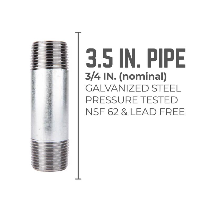 STZ Industries 3/4 in. MIP each X 3/4 in. D MIP Galvanized Steel 3-1/2 in. L Nipple - Case of 5