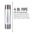 STZ Industries 3/4 in. MIP each X 3/4 in. D MIP Galvanized Steel 4 in. L Nipple - Case of 5