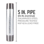 STZ Industries 3/4 in. MIP each X 3/4 in. D MIP Galvanized Steel 5 in. L Nipple - Case of 5