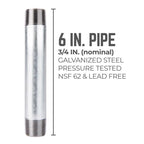STZ Industries 3/4 in. MIP each X 3/4 in. D MIP Galvanized Steel 6 in. L Nipple - Case of 5