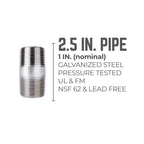 STZ Industries 1 in. MIP each X 1 in. D MIP Galvanized Steel 2-1/2 in. L Nipple - Case of 5
