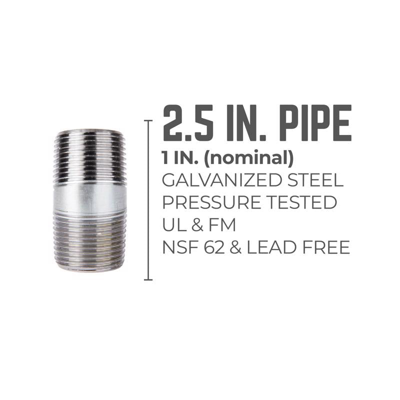 STZ Industries 1 in. MIP each X 1 in. D MIP Galvanized Steel 2-1/2 in. L Nipple - Case of 5