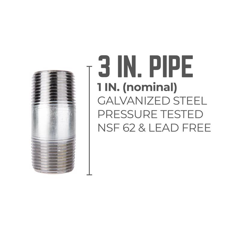 STZ Industries 1 in. MIP each X 1 in. D MIP Galvanized Steel 3 in. L Nipple - Case of 5