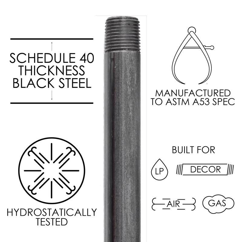 STZ Industries 1/2 in. MIP each X 1/2 in. D MIP Black Steel Close Nipple - Case of 5