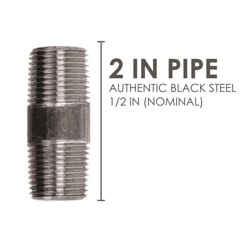 STZ Industries 1/2 in. MIP each X 1/2 in. D MIP Black Steel 2 in. L Nipple - Case of 5